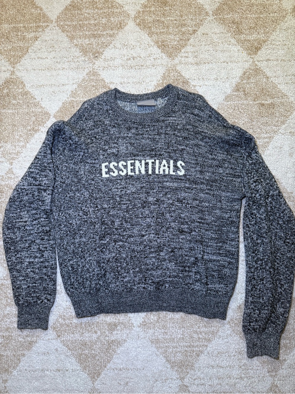Essentials Marled Gray Crewneck Sweatshirt with White Logo